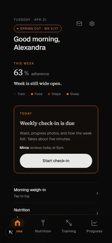 Daily check-ins, weekly reviews